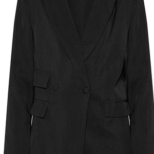 Blazer noir sur mesure pour femme, croisé, coupe ajustée, col en V, anti-plis, pour le bureau, veste de costume, fabricant OEM ODM, vente en gros - Product Image 5