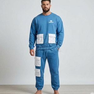 Ensemble de survêtement décontracté pour homme, design classique, hiver, deux pièces, sweat-shirt et pantalon assortis, respirant, léger, uni, pour tous les jours - Product Image 2