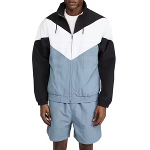 Ensemble short coupe-vent uni pour homme été, polyester/coton, logo personnalisé, fermeture éclair intégrale, deux pièces, style urbain, grandes tailles, séchage rapide - Product Image 1