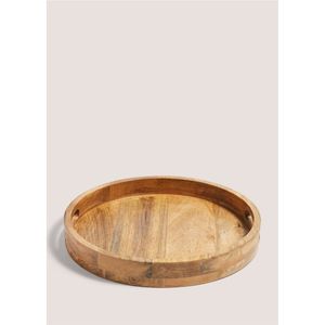 Plateau de service rond de luxe en bois de manguier avec poignées, plateau décoratif en bois écologique pour table basse, ottoman, cuisine, nourriture - Product Image 1