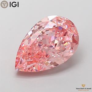 เพชรทรงลูกแพร์สีชมพูสดใส VS2 ความใสสูง 3.50 กะรัต พร้อมใบรับรอง IGI เพชร CVD ที่เพาะเลี้ยงในห้องปฏิบัติการ สำหรับแหวนสัญญาแบบสั่งทำ - Product Image 1