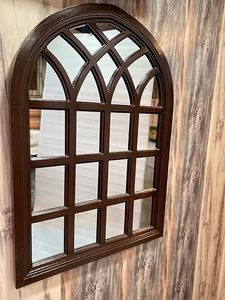 Arched Wooden Glass Wall <b>Mirror</b> Modern Decorative Wood Framed for Bedroom Bathroom Hallway - Product Image 5