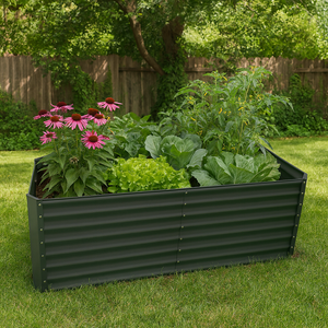 Bac à plantes surélevé rectangulaire moderne en acier galvanisé, boîtes métalliques ondulées pour jardinage et décoration intérieure – Vente en gros - Product Image 6