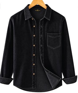 <b>Men's</b> <b>Denim</b> <b>Shirts</b> Polyester/Cotton Solid Design Full Sleeve Quick Dry Casual Wear - Product Image 1