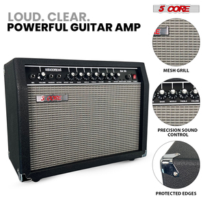 Amplificador de Guitarra Estéreo Digital de 5 Canales y 50W con Altavoz Integrado de 8 Pulgadas, Entrada de Micrófono Portátil, Panel de Control, Construcción de Metal/Plástico - Product Image 6