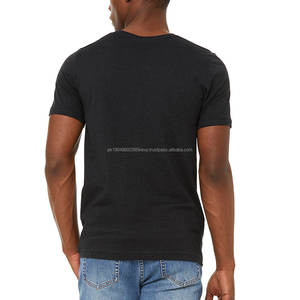 Camiseta de Algodón Lisa Negra de Manga Corta, Diseño Sólido para Hombre - Product Image 3