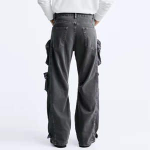 Jean cargo multi-poches robuste unisexe, coupe ample, style streetwear décontracté, mode hip-hop, pantalon large - Product Image 5
