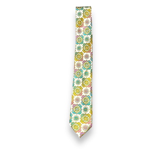 Corbata de seda geométrica floral verde pistacho sombreado |   Corbata de Diseño Multicolor de Lujo para Hombre, para Bodas, Fiestas y Eventos Formales - Product Image 2