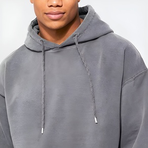 Sweat à capuche en molleton délavé pour homme, coupe oversize, style streetwear décontracté, en coton doux, vierge, vente en gros, OEM, hiver - Product Image 4