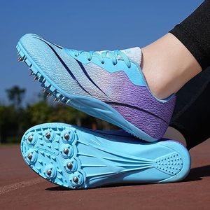 Chaussures de course légères unisexes à pointes, avec empeigne en mesh, semelle extérieure en caoutchouc, semelle intermédiaire en EVA, respirantes, pour l'été, dégradé bleu-violet - Product Image 3