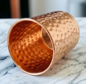 Premium Ayurvedic Pure Hammered Copper Water Tumbler Drinkware <b>Glass</b> <b>Cup</b> Health Vessel for Water Yoga Wellness Authentic - Product Image 2