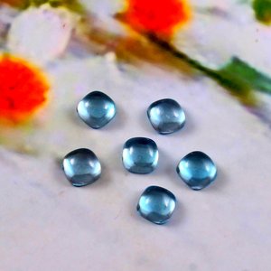 6x6MM Natural Sky Blue Topaz Square <b>Cushion</b> Cabochon Flat <b>back</b> Calibrated Loose Gemstone Jewelry Making Wholesale Lot - Product Image 3