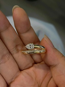 Bague en Moissanite taille poire 1,0 carat, plaqué or 14K, pour fiançailles, mariage, cadeau d'anniversaire, Saint-Valentin - Product Image 2