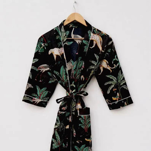 Bata Larga de Algodón Estampada para Mujer, Estilo Kimono, Ropa de Playa, Ropa de Estar por Casa, Unisex, para Verano y Primavera - Product Image 1