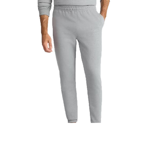 Pantalon de jogging en molleton gris clair pour homme, taille élastique, poches latérales, décontracté, respirant, mi-lourd, tricoté, pour l'automne - Product Image 1