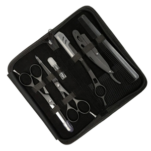Wholesale Customized Professional Barber Hair Cutting Set Stainless Steel Fancy Straight Blade <b>Shears</b> and Shaving Razor Kit - Product Image 3