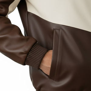 Veste en cuir de vache véritable simple pour homme, modèle printemps-hiver, personnalisable, col montant, en cuir véritable, pour homme, automne, courte, décontractée - Product Image 5