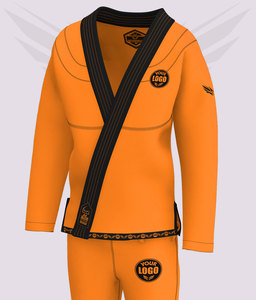 ชุดยิวยิตสูบราซิล (BJJ Gi) สีส้มพรีเมียม พร้อมโลโก้สั่งทำพิเศษ ผ้าเพิร์ลวีฟ ชุดยูนิฟอร์มสำหรับนักกีฬายิวยิตสู ชุดสำหรับการฝึกซ้อมและการแข่งขัน ชุดศิลปะการต่อสู้ - Product Image 1