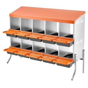 Nidi per Galline in Plastica ad Alta Resistenza con 10 Scomparti, Facile Raccolta delle Uova, Gambe di Supporto in Acciaio Zincato, Incubatrici per Uova - Product Image 1
