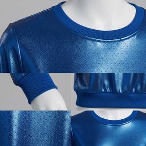 Sudadera de Invierno Personalizada para Mujer, Glam-Sport, Azul Real, Satinado Brillante, 100% Algodón, Venta al Por Mayor, Sudadera de Alta Gama con Manga Larga - Product Image 4