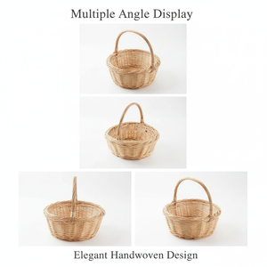 Cesta de mimbre natural de lujo tejida a mano con asa, cesta grande de ratán para pícnic, frutas, cosecha, regalo, mercado, almacenamiento y decoración - Product Image 5