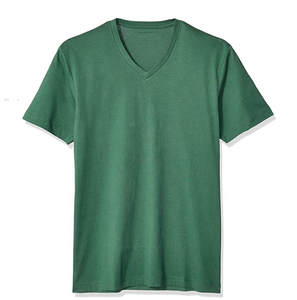 Camiseta Unisex de Cuello en V, Color Sólido, Manga Corta, Algodón Grueso, Negro/Blanco, Estilo Formal, Tejido 100% de Punto, Talla para Hombre - Product Image 3