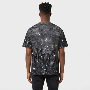เสื้อยืดโอเวอร์ไซส์ผ้าฝ้ายแท้ 100% ประดับคริสตัลแบบกำหนดเอง สไตล์สตรีทแวร์ ยูนิเซ็กส์ ลอสแอนเจลิส - Product Image 4