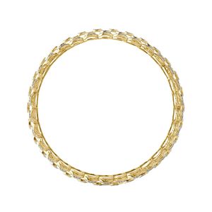 Yellow Gold Lab Grown Diamond Leaf Lattice Wide Bangle Pair - Product Image 1