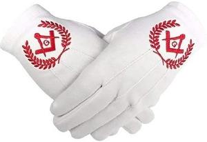 Guantes Masónicos de Caballero Templario con Cruz Nórdica Roja, Bordado a Máquina en Algodón Blanco (2 Pares) (Talla XX-Large) - Product Image 4
