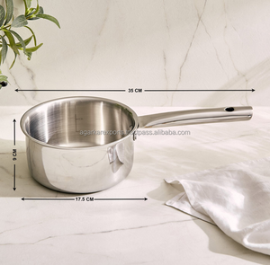 Olla para Leche de Acero Inoxidable Triple con Acabado Espejo, 1.7L, Mango Largo, Apta para Cocina de Inducción, Proveedor - Product Image 2