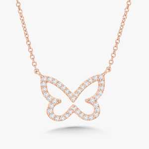 Colliers pendentifs papillon pavés de diamants, bijoux fins délicats à superposer, chaîne minimaliste pour femmes, or massif 14K 18K, vente en gros - Product Image 5
