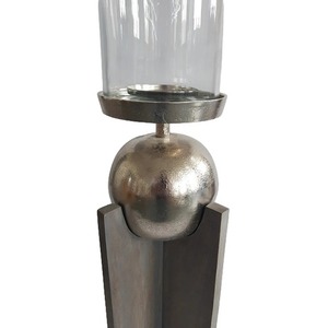 Candelabro Rectangular Alto de Madera con Base Esférica de Metal, Resistente al Calor, Decoración para el Hogar - Product Image 3