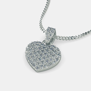 Collier pendentif en or blanc avec cœur de diamants de laboratoire - Product Image 5