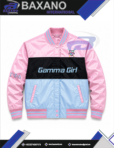 Chaqueta Deportiva Bordada de la Hermandad Gamma Phi Delta para Mujer, Ropa Griega Vintage Rosa y Azul, Chaqueta Deportiva GPD - Product Image 4
