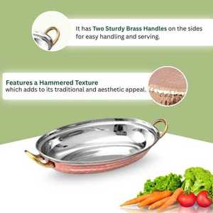 Plato Ovalado de Acero y Cobre de 300 ml para Servir, con Asa Soldada, para Hogar, Hotel, Restaurante, Estilo Clásico Indio, Venta al por Mayor Bold Blossom - Product Image 6