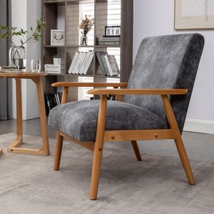 Poltrona classica moderna in stile Mid-Century, larga 25,38 pollici, grigia, per soggiorno - Product Image 3
