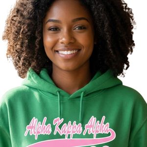 Sweat-shirt à capuche vert avec motif lettres roses, manches longues, en molleton de coton, poche kangourou, décontracté, pour femme - Product Image 3