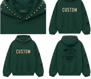 Custom Autumn Rhinestone Hoodie Streetwear Oversized Bling Graphic Premium Sweatshirt OEM <b>Clothing</b> Manufacturer - Product Image 6