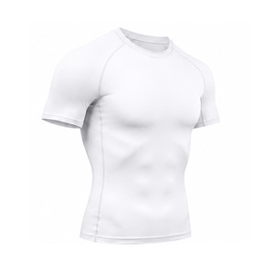 T-shirt de compression personnalisé pour homme, extensible, respirant, pour la gym, le fitness, la course, l'entraînement sportif, la musculation, couche de base, OEM - Product Image 4