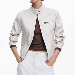 Chaquetas de cuero genuino a la moda para mujer con nuevo diseño, ajuste adaptable y estilo con cremallera. - Product Image 6