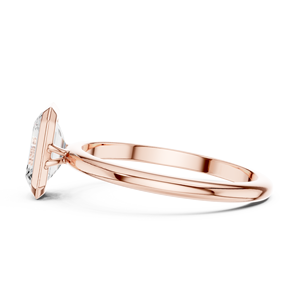Bague de fiançailles solitaire sertie de pierres en taille émeraude pour femmes, bijoux fins - Product Image 2