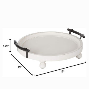 ถาดเสิร์ฟไม้มะม่วงทำด้วยมือพร้อมที่จับโลหะสำหรับตกแต่งขนมอาหารเช้าของว่างครัวหรือโต๊ะรับประทานอาหาร - Product Image 3