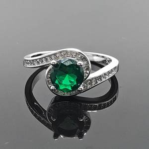 Bague de fiançailles, de promesse ou de mariage en argent sterling émeraude Swift, pierre précieuse, cadeau d'anniversaire pour femme - Product Image 6