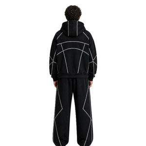 100% Cotton Custom Reverse <b>Sewing</b> Design Oversized Hoodies Jogger <b>Sets</b> Manufacturer Premium Zip Up Casual Streetwear OEM Bulk - Product Image 4