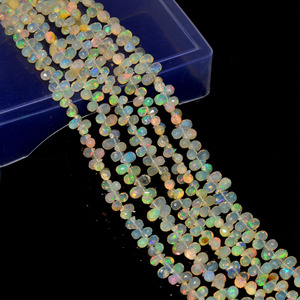 Perles de Welo Opal d'Éthiopie naturelles jaunes facettes en forme de goutte d'eau 6x4mm pour bijoux - Product Image 5