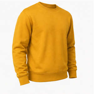 Sudadera Personalizada Mustard Gold para Hombre, Cuello Redondo Clásico, Corte Relajado, Felpa de Algodón y Poliéster de Peso Medio, MCRW-0021 - Product Image 3