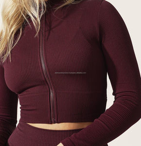 Tops de fitness con cremallera en T de verano para mujer, camiseta de manga larga para correr, entrenamiento de gimnasio Atlético - Product Image 2