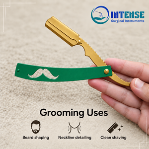 Men Professional Shaving Razor Stainless Steel Barber <b>Straight</b> Razor with Replaceable Blade - Product Image 2