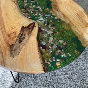 Riverstone Woodland Wooden Moss <b>Epoxy</b> <b>Table</b> Handmade Round Nature Inspired <b>Coffee</b> <b>Table</b> Rustic Luxury Artistic Home Decor <b>Table</b> - Product Image 5