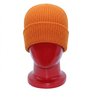 Premium Orange Ribbed Knit Beanie Hat Unisex Cuffed <b>Winter</b> <b>Cap</b> Soft Acrylic Warm Stretch Custom Logo Casual Outdoor Wear - Product Image 2